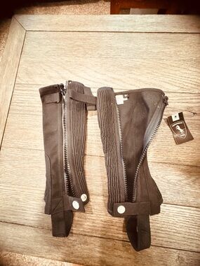Black Zip-Up Half Chaps - Equine Riding Gaiters
